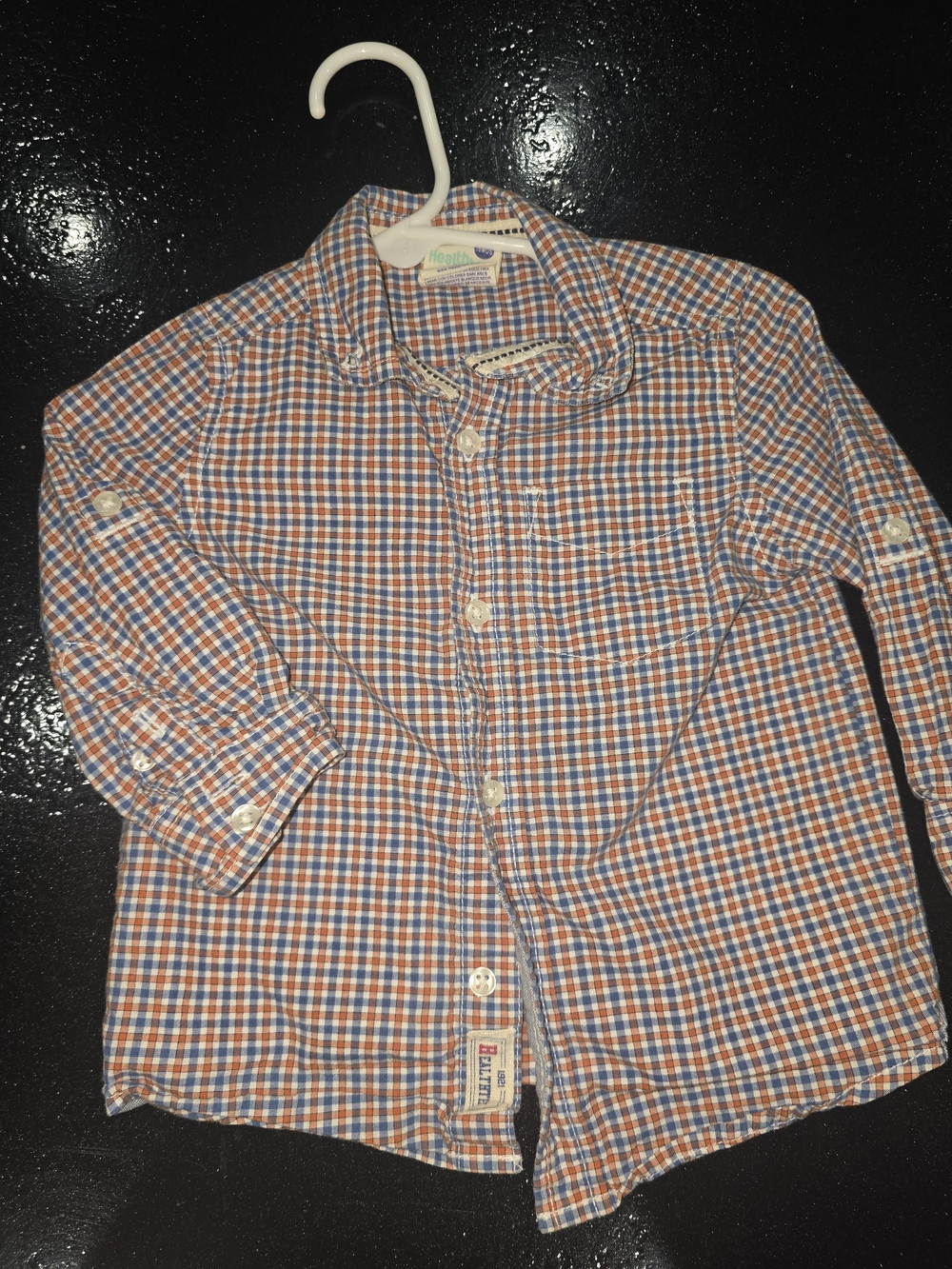 Healthtex Boys Orange & Blue Plaid Button-Up Shirt